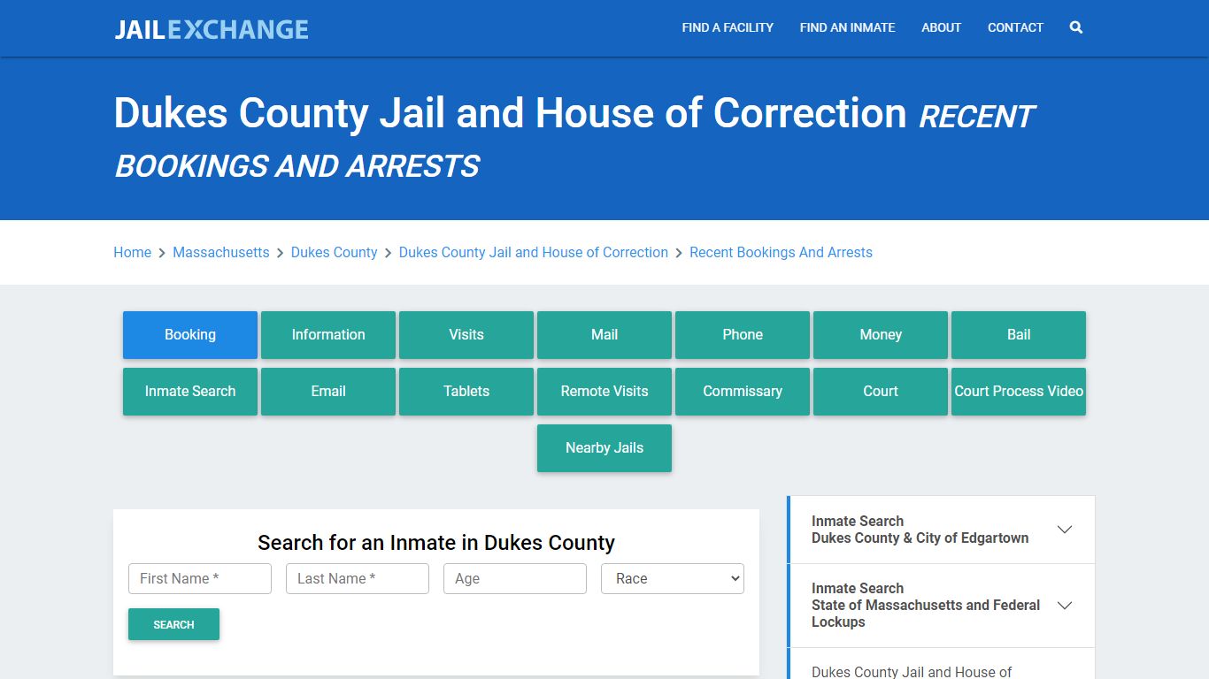 Dukes County Jail and House of Correction Recent Bookings And Arrests