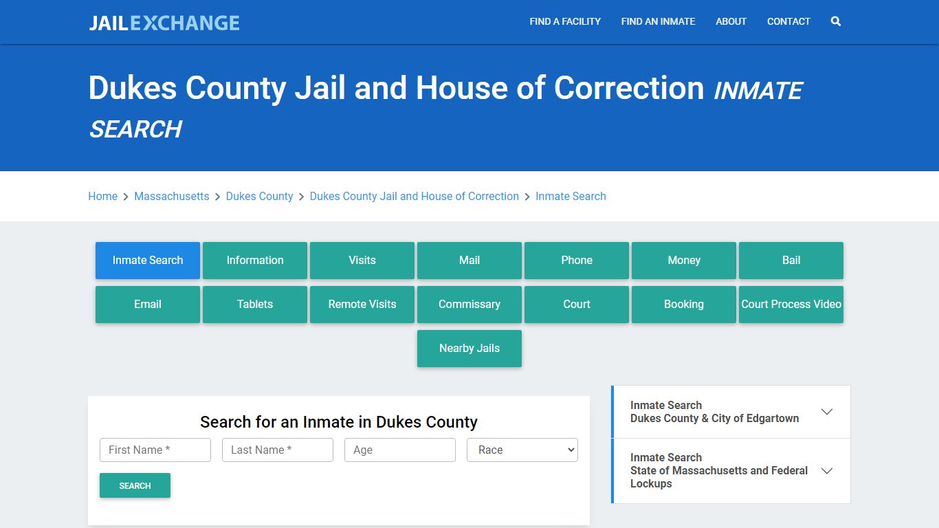 Dukes County Jail and House of Correction Inmate Search