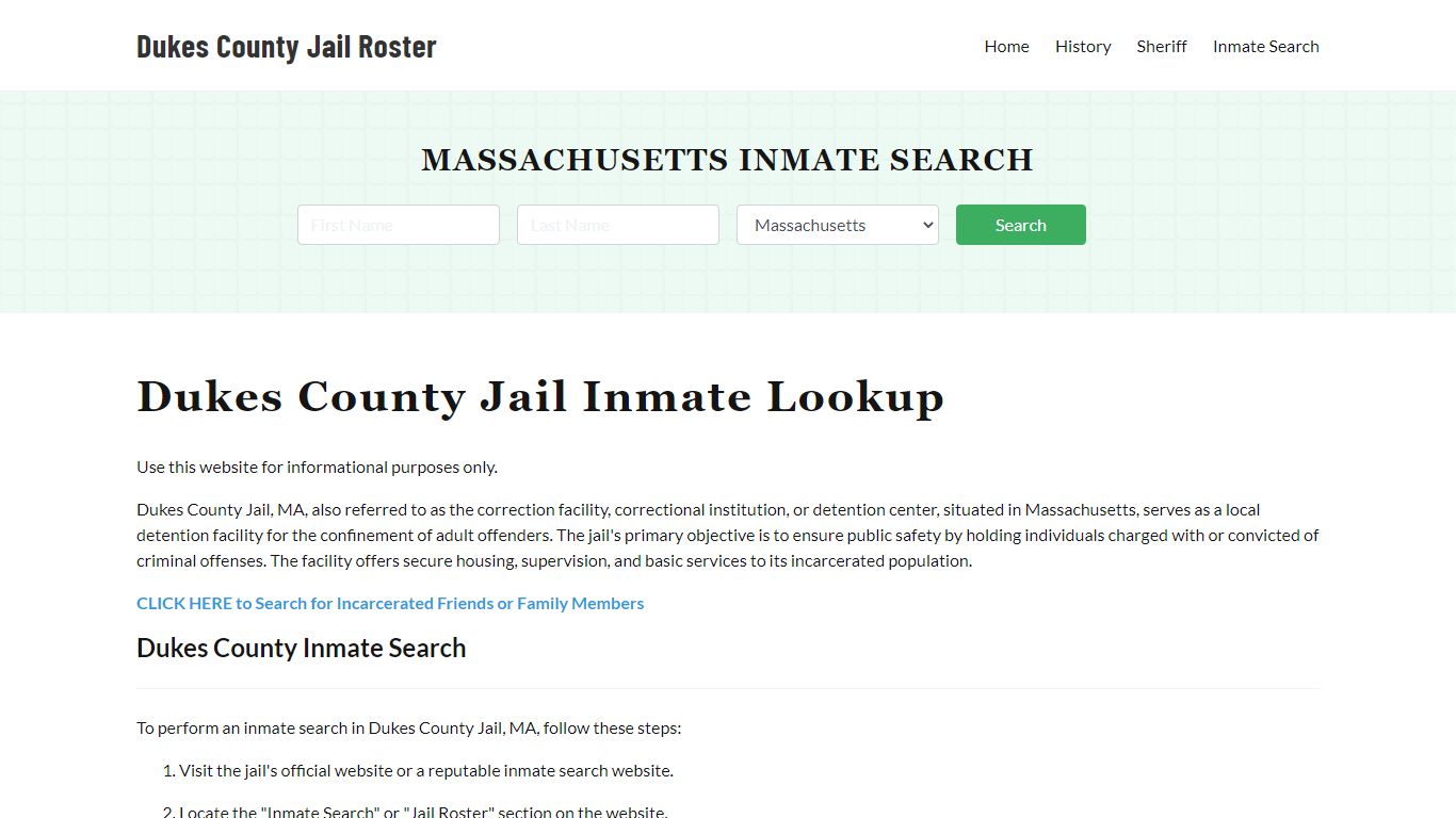 Dukes County Jail Roster Lookup, MA, Inmate Search